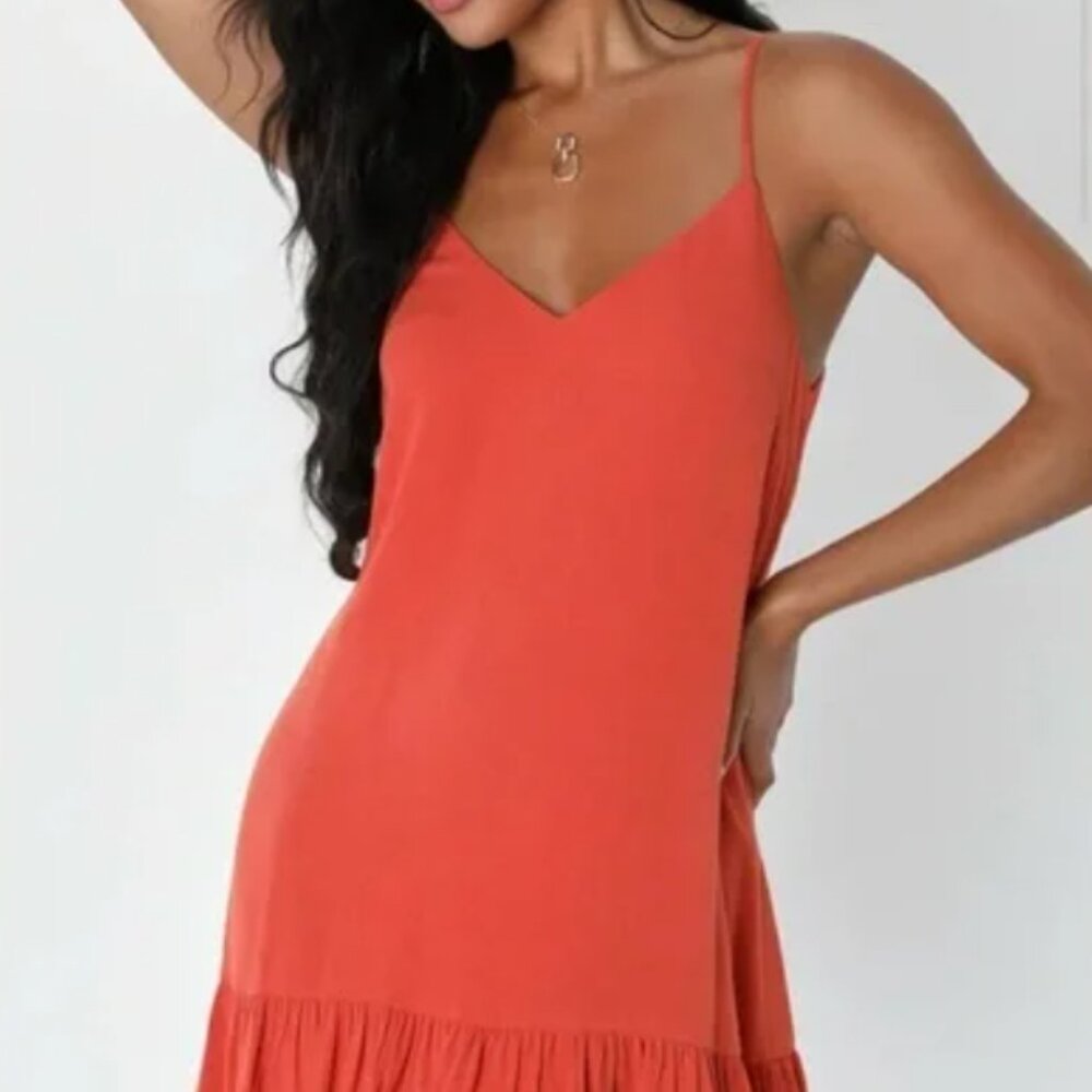 NWOT Lulus Burnt Orange Cocktail Shift Dress